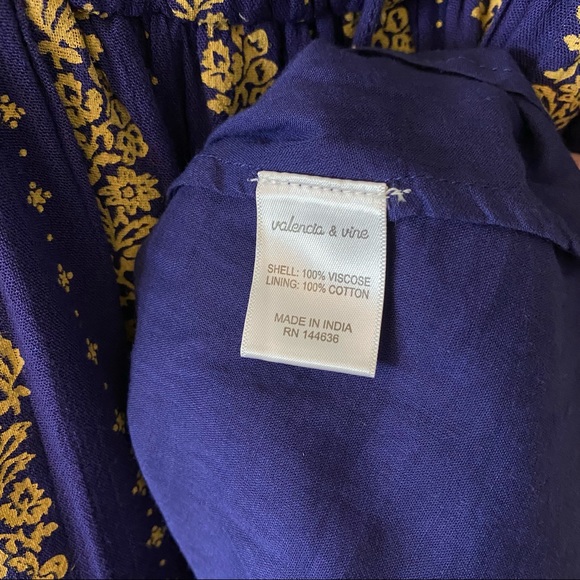 Valencia & Vine Emilie Sun Dress Gold Purple Large 3/4 Sleeves Ruffles Mini - Picture 7 of 10